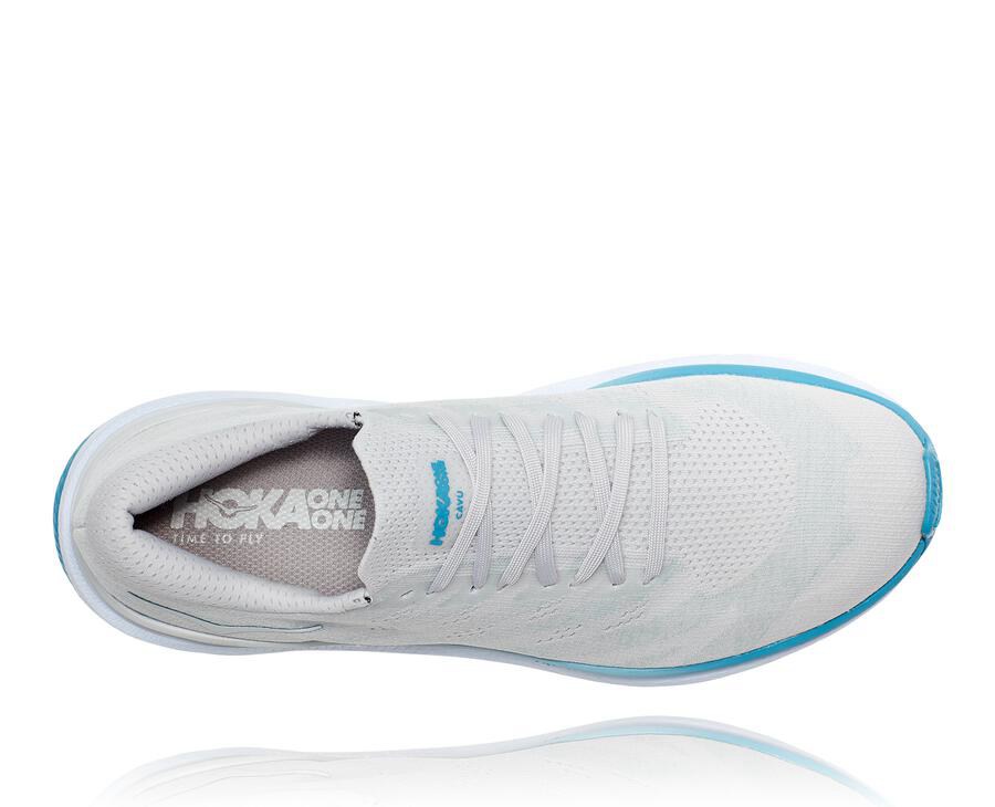 Hoka One One Running Shoes Mens White/Blue - Cavu 3 - 39142PBQC